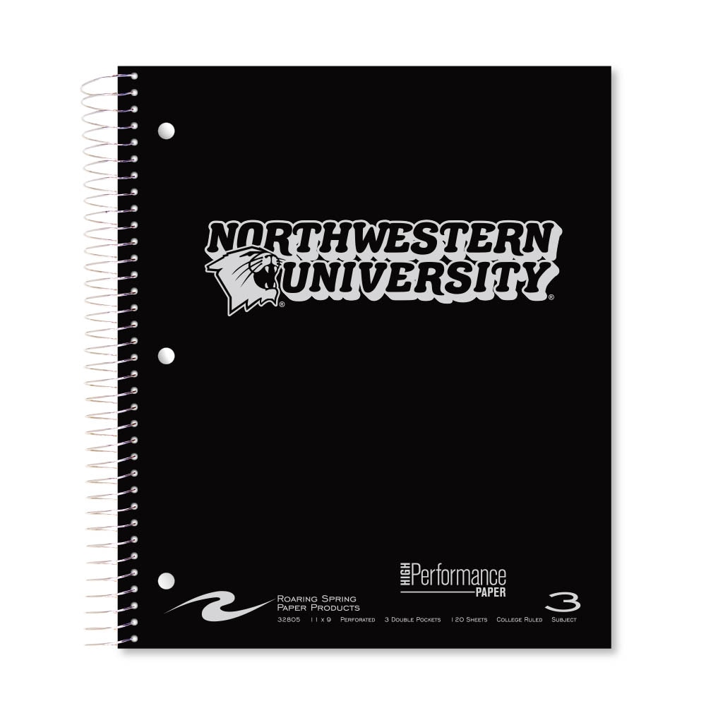 Roaring Premium 3 Subject Notebook, 8.5x11 College Ruled 20lb Paper, Pressboard Foil Cover