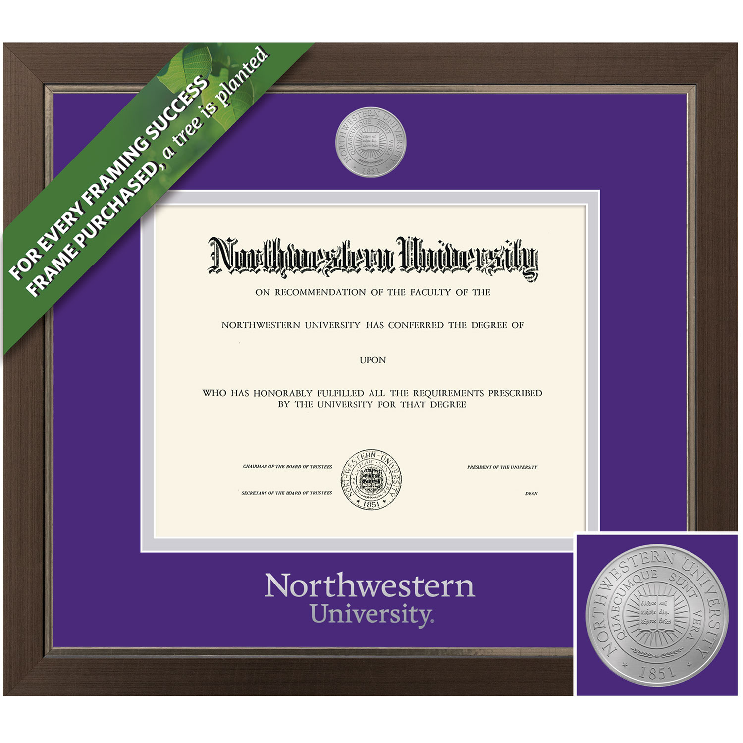 Framing Success 8.5 x 11 Metro Silver Medallion Bachelors, Masters Diploma Frame